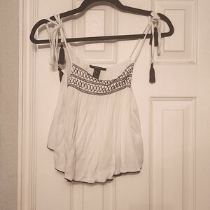 Gauze tie sleeve crop top